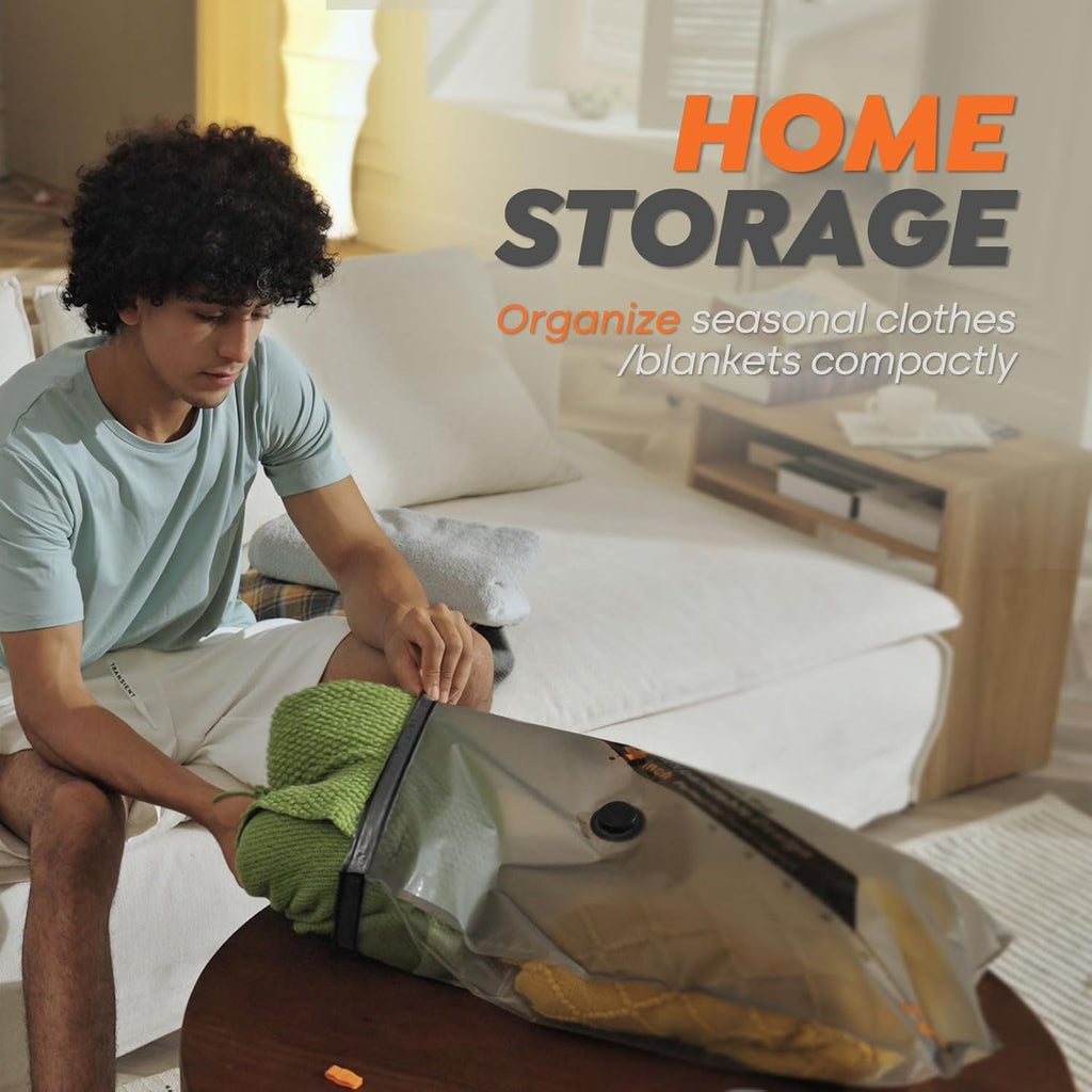 Rechargeable Wireless Pump - 15 Pack Large Vacuum Storage Bags for Travel & Home | Space-Saving Compression for Clothes & Bedding