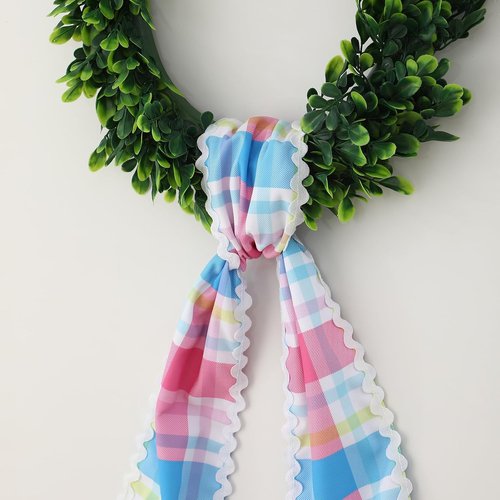 DYSHAYEN Wreath Sash - Canvas RIC Rac Trim for Front Door Decor | Rainbow Gingham Design