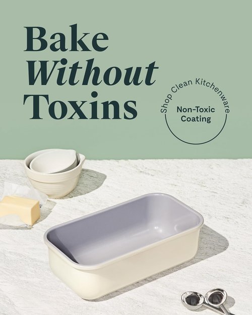 Caraway Non-Stick Ceramic Loaf Pan Duo - Naturally Slick, Non-Toxic Coating - Ideal for Breads & Cakes - Slate Color
