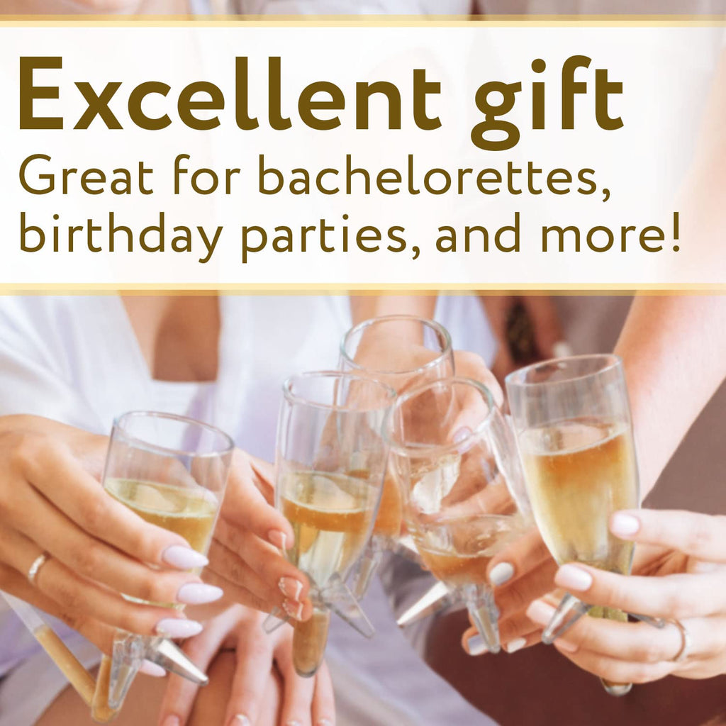 IMPRESA 10 Pack Champagne Shooter Plastic Glass Set - Champagne Glasses with Stands - Bachelorette Party Favors - Reusable Champagne Shooter Gifts for Bubbly Lovers - Champ Shooters