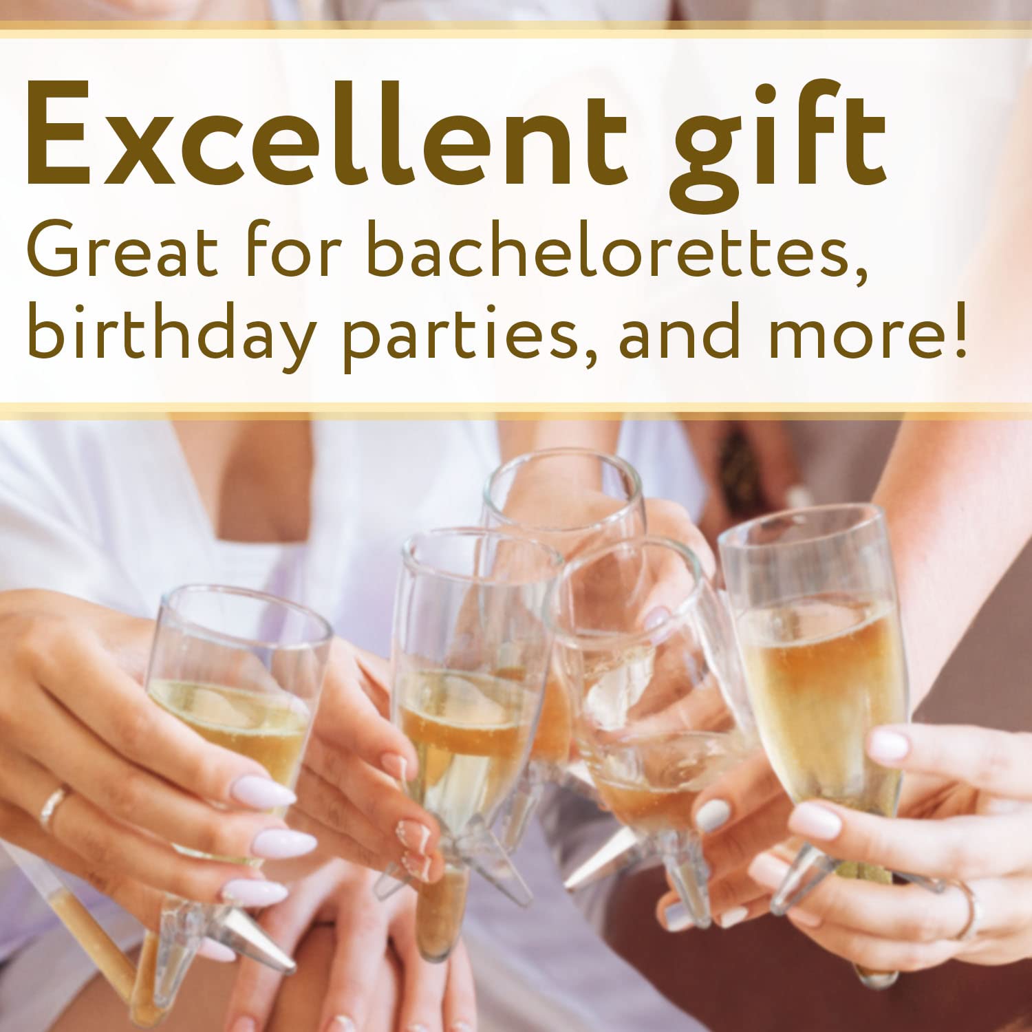 IMPRESA 10 Pack Champagne Shooter Plastic Glass Set - Champagne Glasses with Stands - Bachelorette Party Favors - Reusable Champagne Shooter Gifts for Bubbly Lovers - Champ Shooters