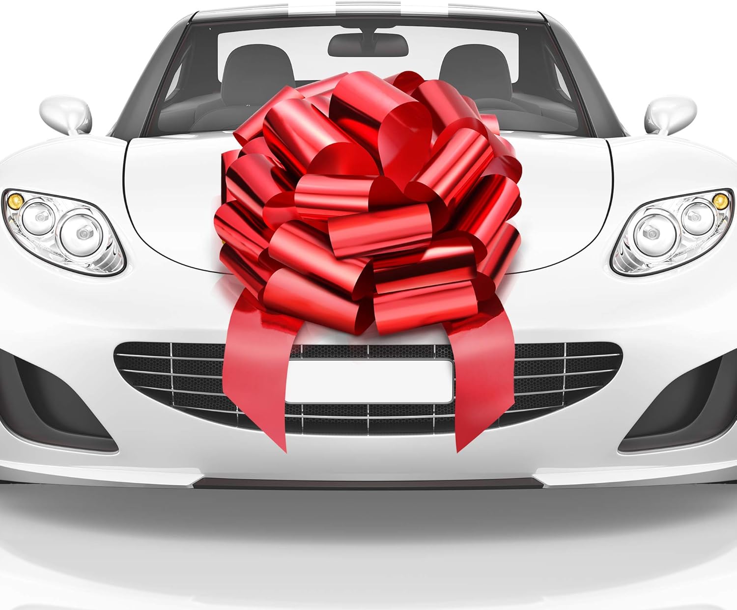 Mata1-USA Huge Shiny Red Car Bow - 18 Inch Gift Wrapping Bow for Large Decorations | 20 Loops & 4 Stickers