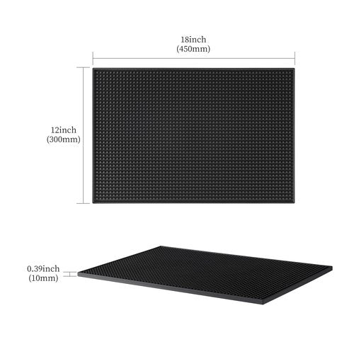 Bar Mats 18"x12" 6 Pack Black, Countertop Coffee Mat for Home Bar, Service Spill Mat for Cocktail Bartender Kitchen, PVC Counter Top Cup Glasses Dish Drying Mat, Hairdressing Tool Protective pad