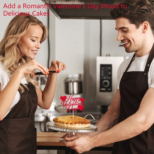 24Pcs Valentine's Day Happy Birthday Cake Sign Decoration, Heart Themed Cake Topper for Home Party Anniversary Supplies