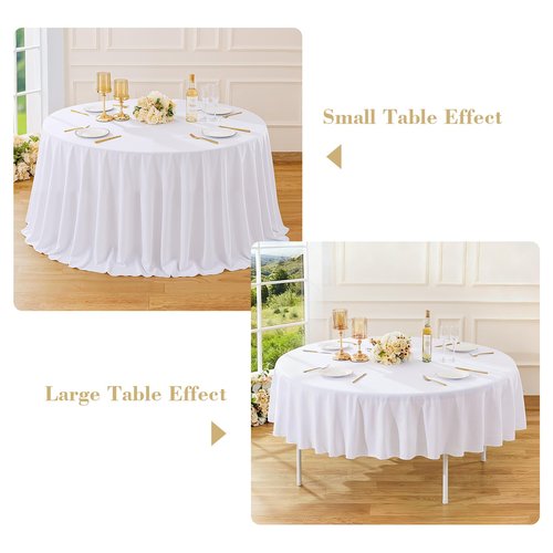 6 Pack White Round Tablecloths 108in White Round Table Cloth for Wedding Birthday Party Bridal Shower Reusable Washable Polyester Circle Table Cover for Kitchen Dining Buffet Cake Banquet Decorations