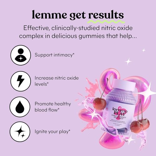 Lemme Play Daily Intimacy Gummies - Clinically-Studied S7 Nitric Oxide Complex for Healthy Blood Flow | Cherry Flavor (60 Count)
