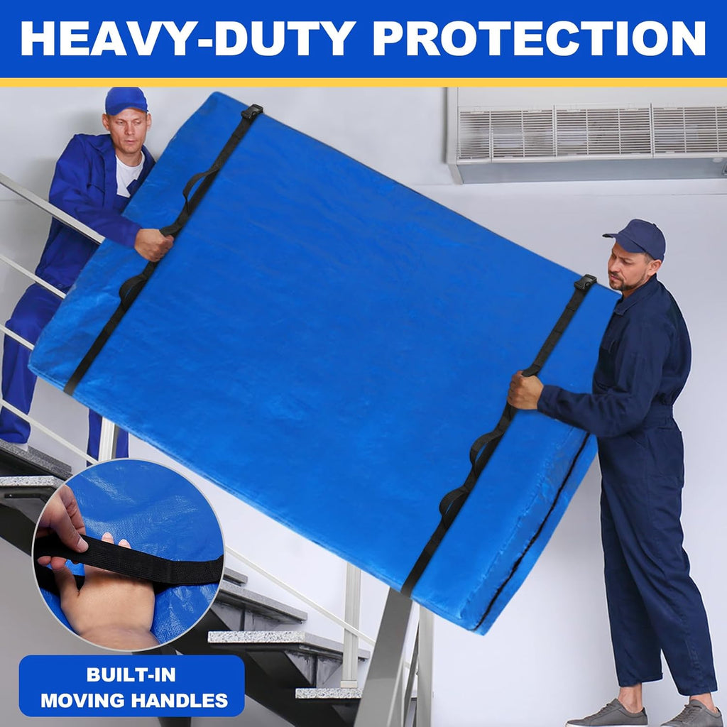 TICONN Heavy-Duty Queen Mattress Bag - Full-Around Handle & Adjustable Buckles | Blue Storage Solution