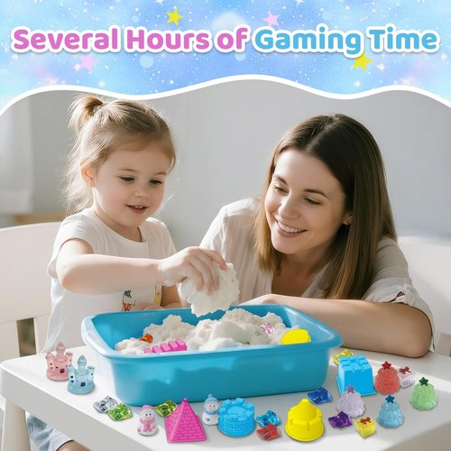 Aocii Kids Sensory Bin Sand Kit - Winter Fairy Tale Theme Sandbox Play Set for Ages 3-9