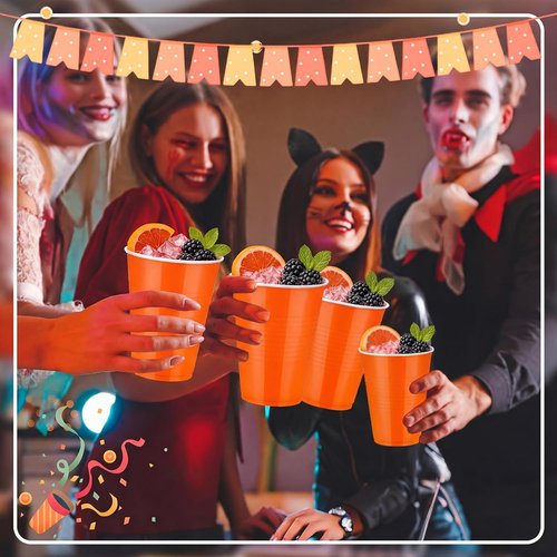 150 Pcs Orange 12oz Plastic Party Cups by [Brand Name] - Disposable for Birthdays, Weddings & Celebrations