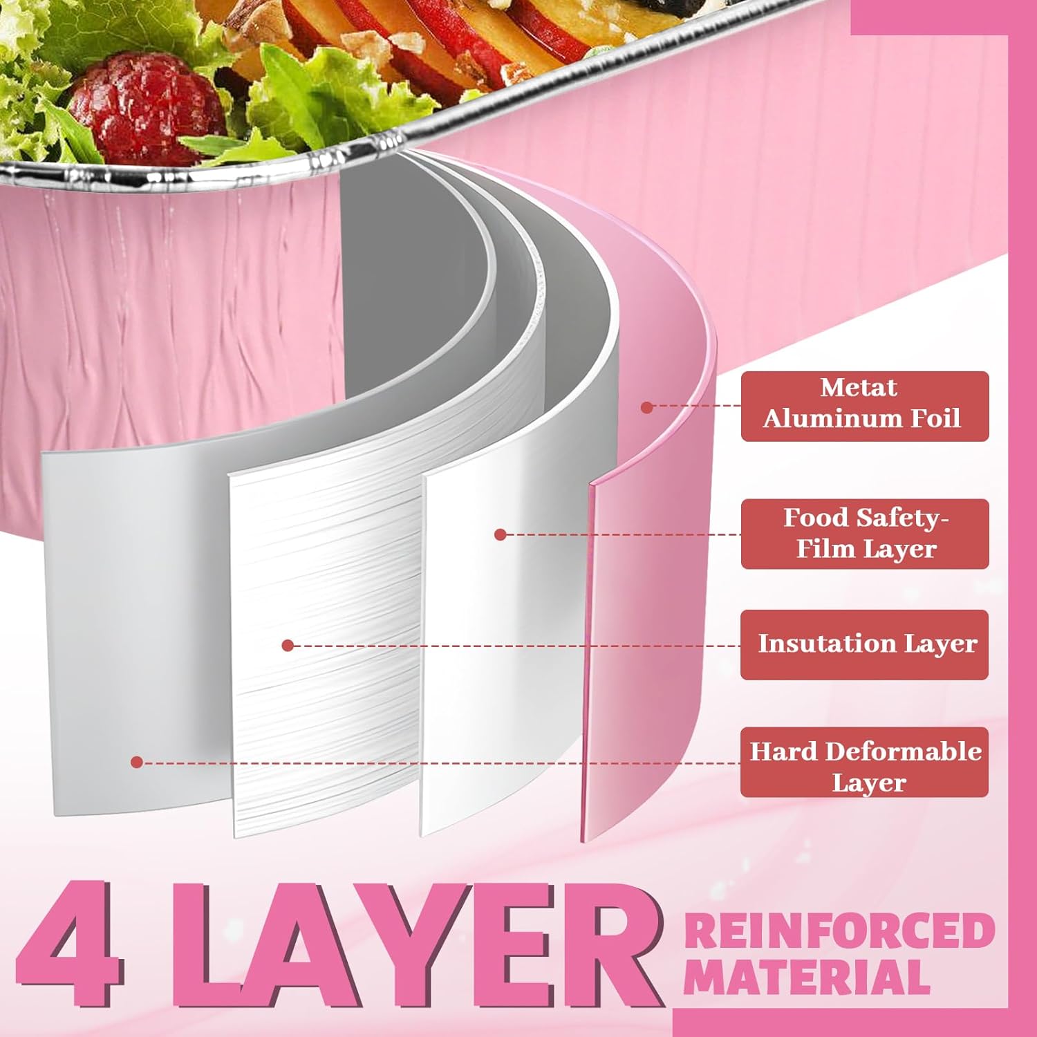 Pink Aluminum Baking Pans by [Brand Name] - 35 Pack 8x8 Inch with Lids | Perfect for Parties & Events