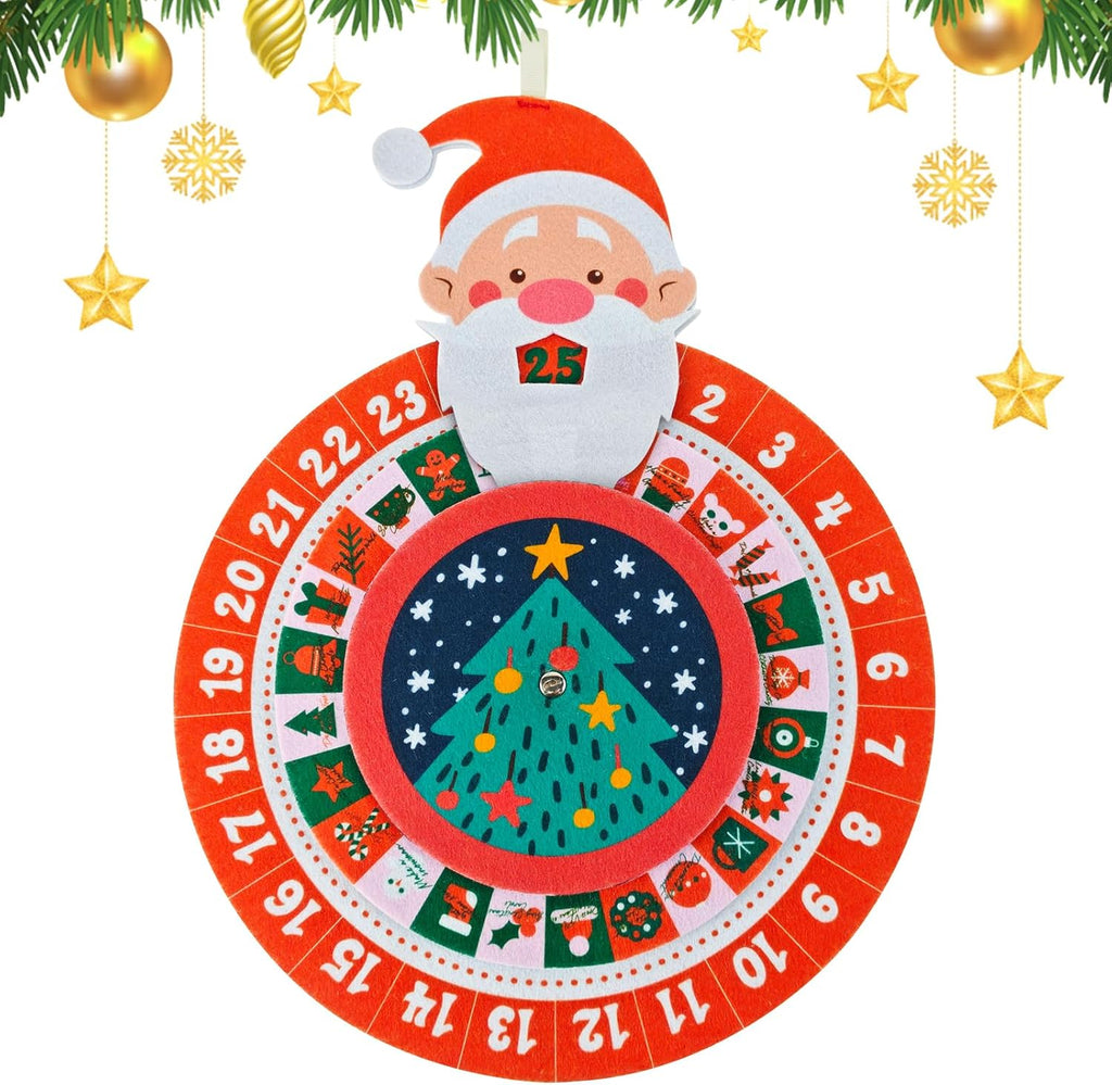 Skiennix Christmas Countdown Advent Calendar - Reusable Felt Wheel Santa Claus Design | Holiday Decor Gift