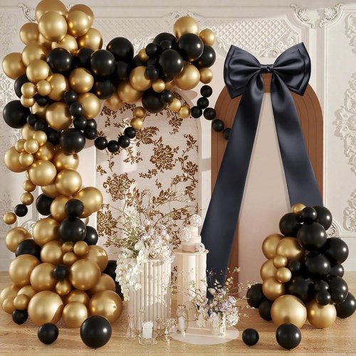 Giant Bow Decoration - 83x20 Inches Satin Bow for Party & Wedding Decor | Black Coquette Bows