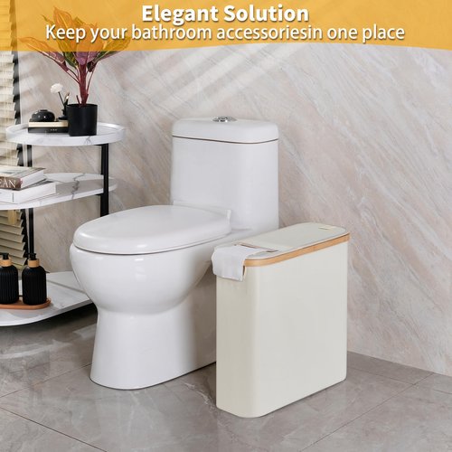 efluky Toilet Paper Storage and Holder 2 in 1, Toilet Paper Storage with Lid for Bathroom 28L, Free Standing Holder Organizer Holds Up to 9-12 Rolls, Beige