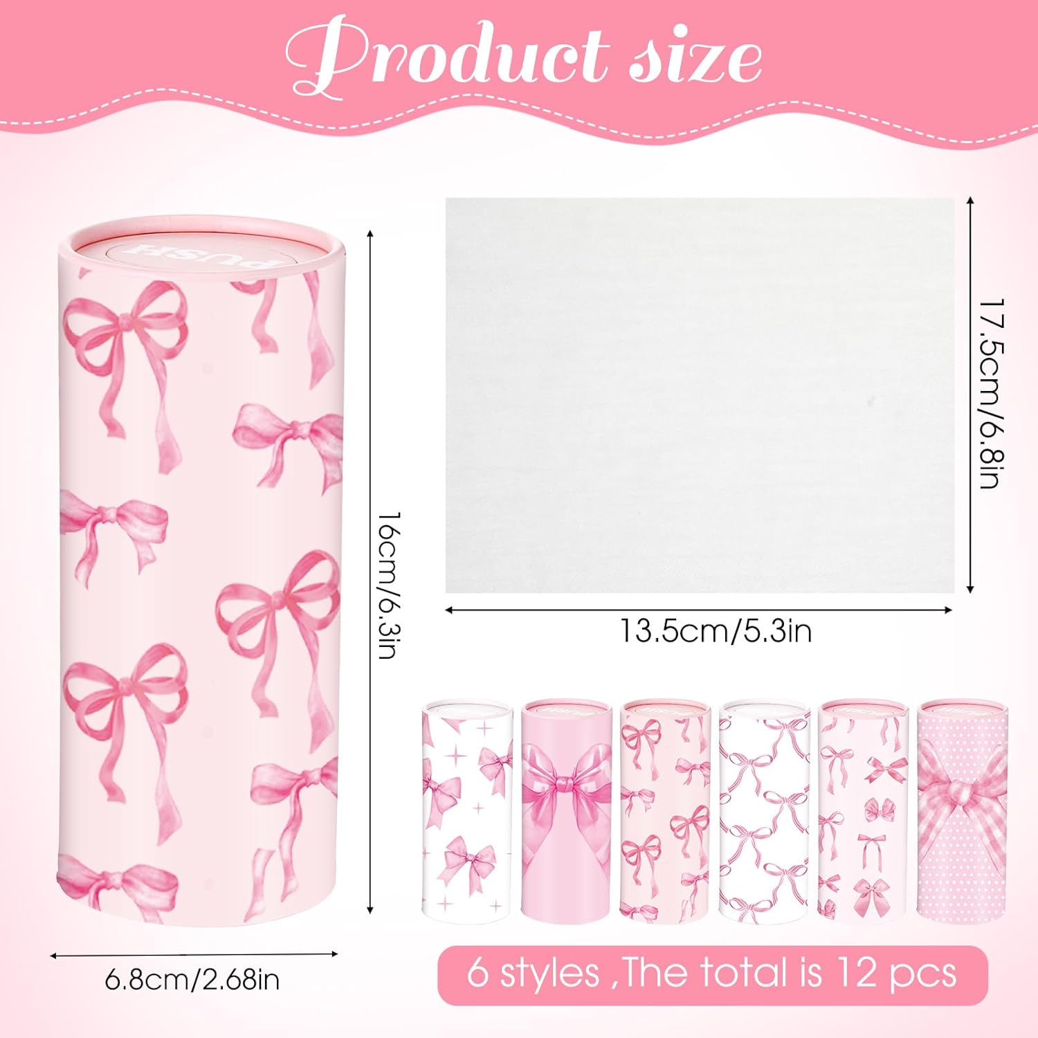 Outus 12 Pcs Bow Car Tissue Holders - 3 Ply Facial Tissue in Pink Ribbon Design | Travel & Party Use