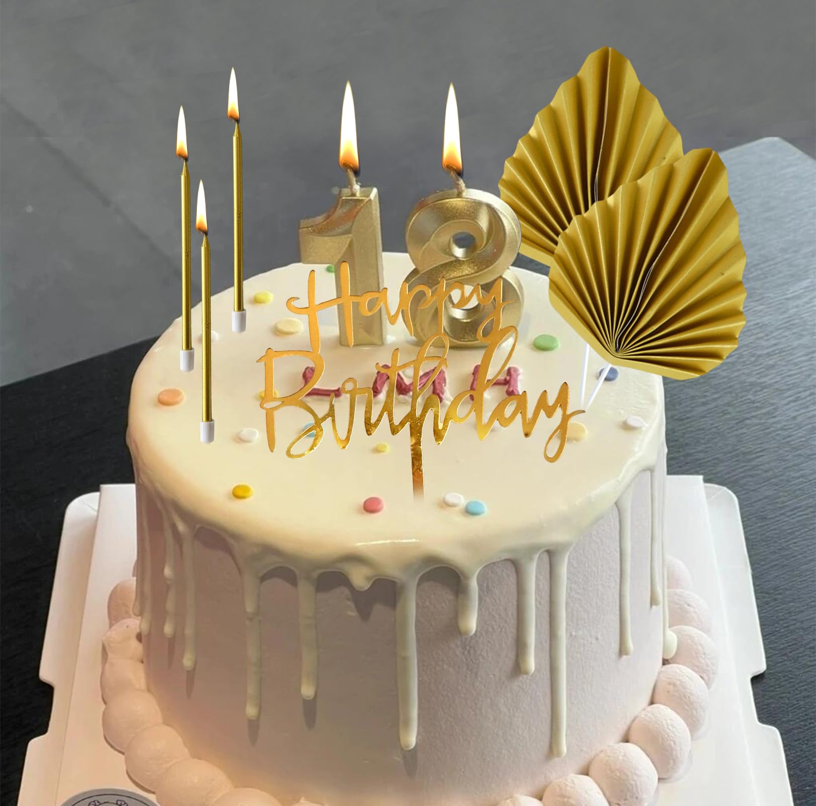 Gold Birthday Candles, Tyotrbs Happy Birthday Candle For Cake birthday candles Numbers Birthday Candles DIY Cake Decor for Men Women Wedding Anniversary