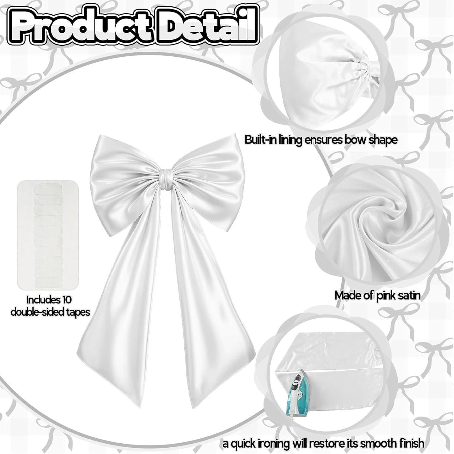 Skiennix Huge White Bow Decor - Large Satin Ribbon Tie for Weddings & Birthdays | Coquette Wall Decoration