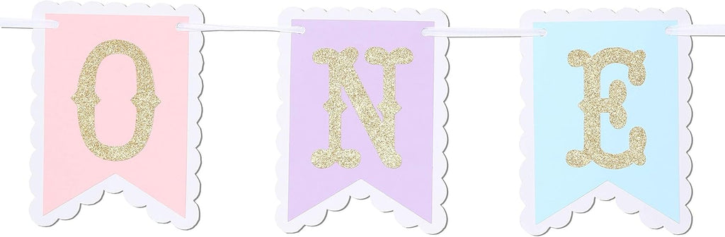 Rainbow High Chair Banner - Colorful 1st Birthday Photo Prop for Baby Girl Smash Cake