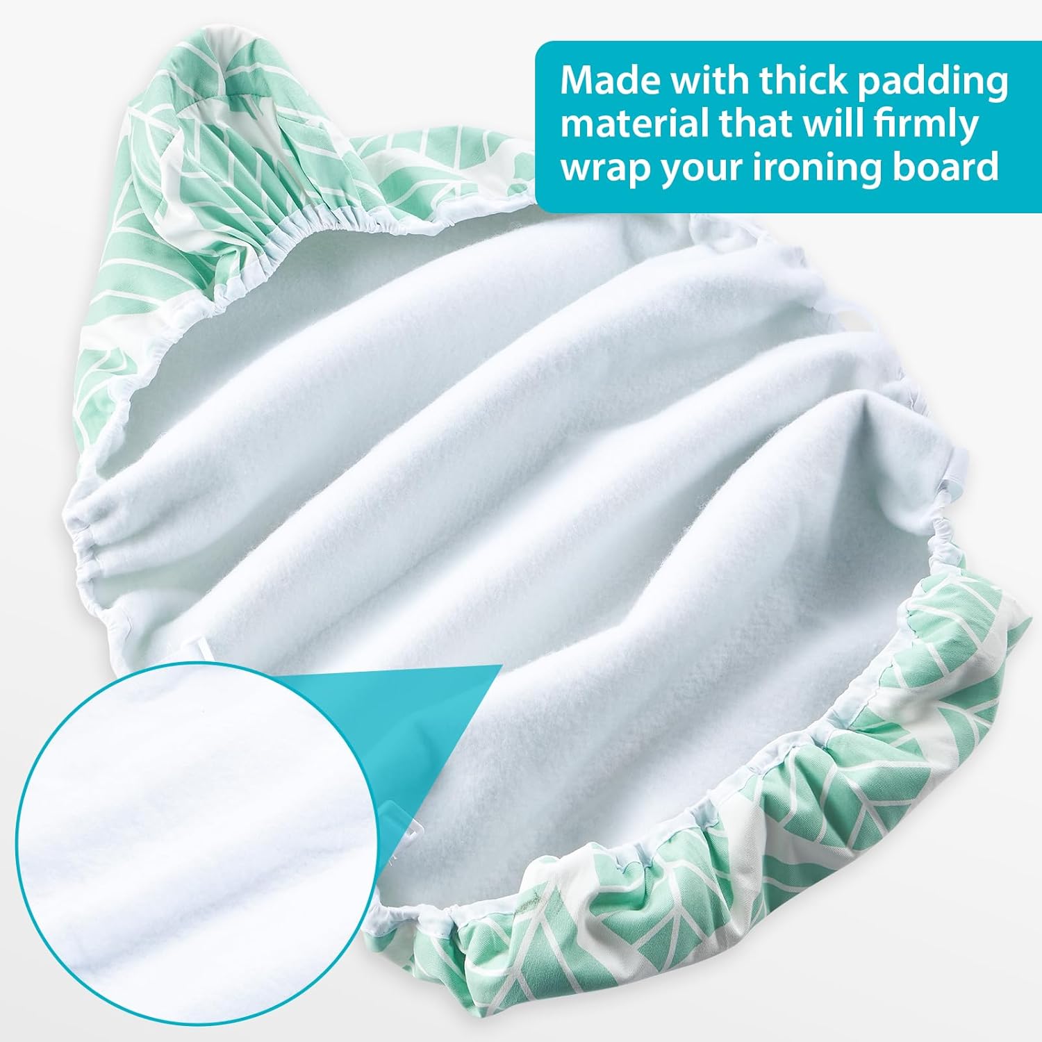 Seiritex Ironing Board Cover - Heat Reflective, Thick Padding, Elasticized Edges | Standard Size 15 x 54 (Green Leaf)