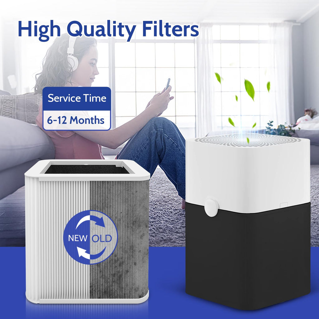 XBGG 211+ Replacement Filter Compatible with Blue Pure 211 Air Purifier Series, 2-in-1 Filtration System of H13 True HEPA and Activated Carbon Filter, 2 Pack