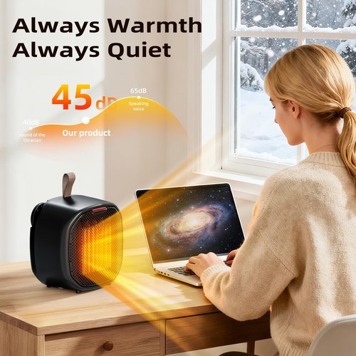 ZAFRO Space Heater, Portable Heater Electric Ceramic Fan Small Heaters Handle Indoor Use, Tip-Over & Overheat Protection, 60℉-87℉ for Home/Office
