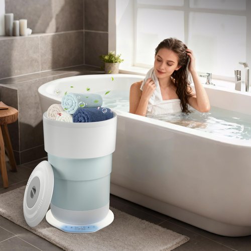Carry360 Towel Warmer for Bathroom, Upgrade 24L Capacity Silicone Foldable Towel Warmer Bucket with Timer, Remote Control & Auto Shut Off, Fits 3 Oversized 35”X 70” Towels, Blanket, Bathrobes