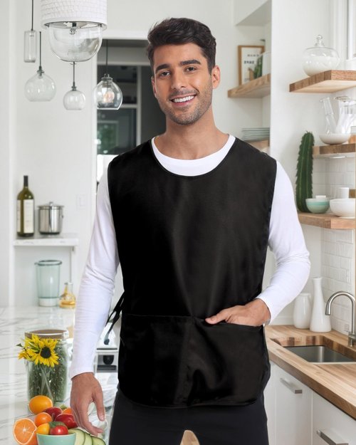 Argstar 7 Pack Unisex Waterproof Cobbler Apron with 3 Pockets for Women/Men, Black