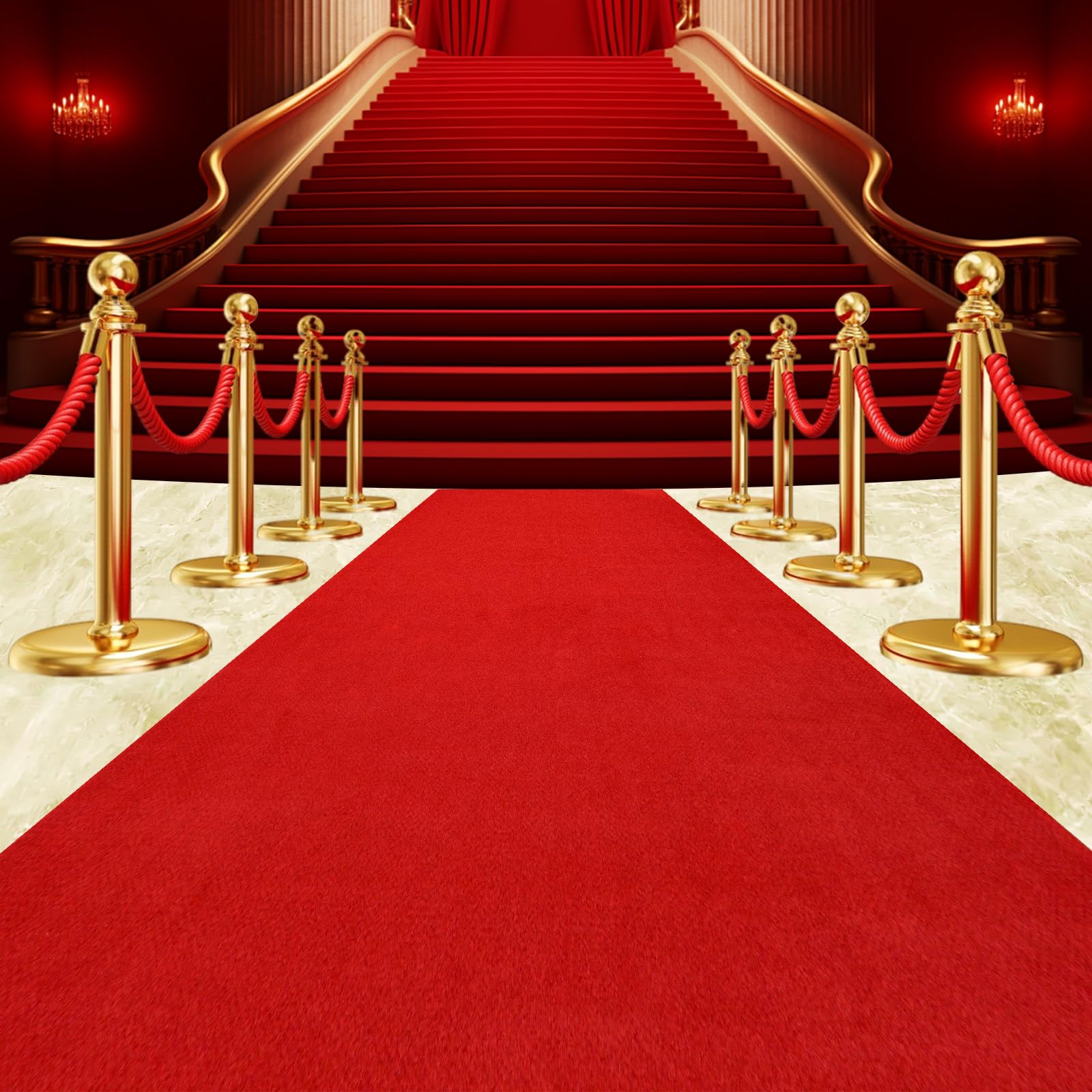 Extra Thick Red Carpet Runner 3 x 15Ft, Non-Slip TPR Rubber Backing, 450 GSM Heavy-Duty Aisle Runner Red Runner Rug for Wedding Ceremony, Hollywood Party, Graduation & Award Events