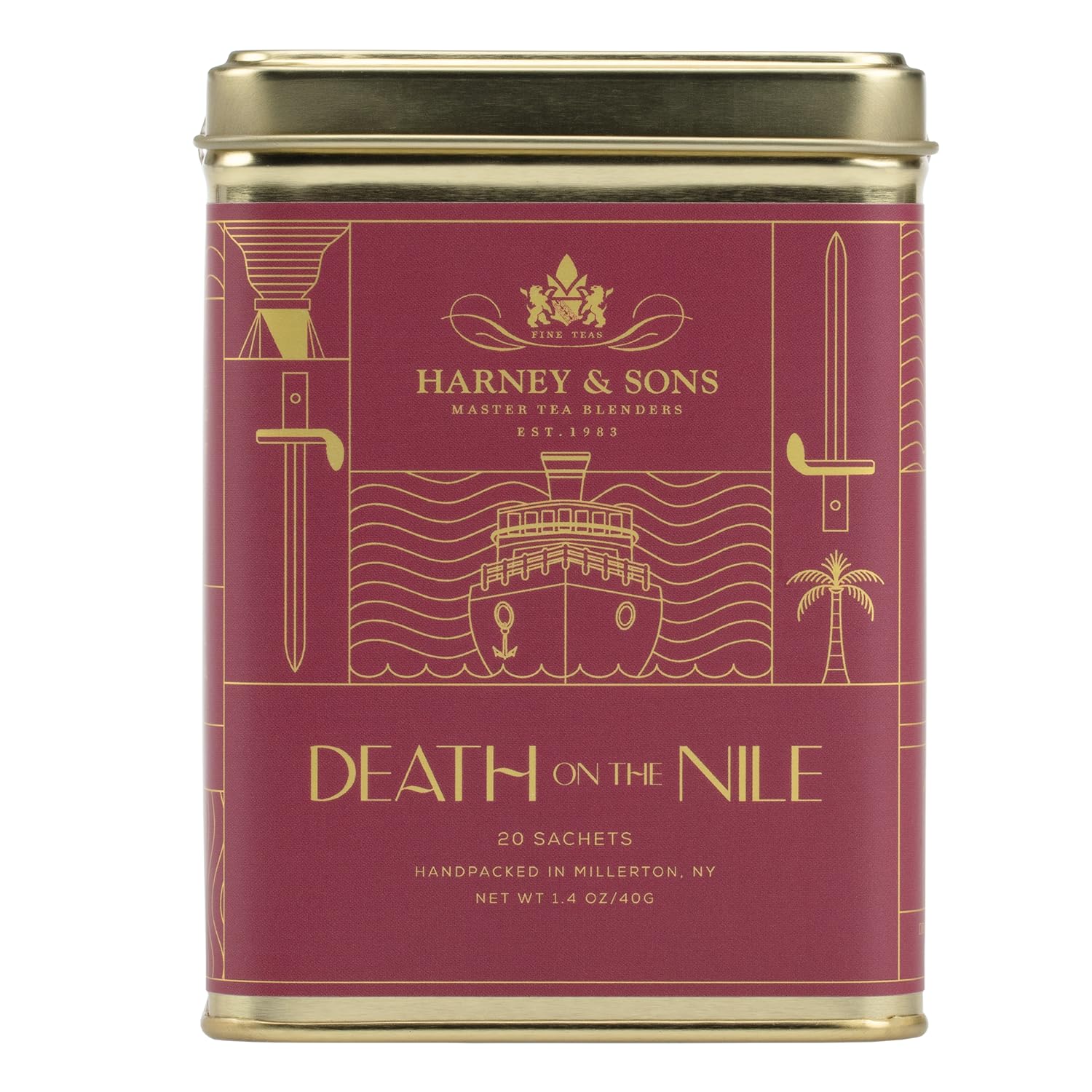 Harney & Sons Death on the Nile Herbal Tea, 20 Premium Sachets, Caffeine Free