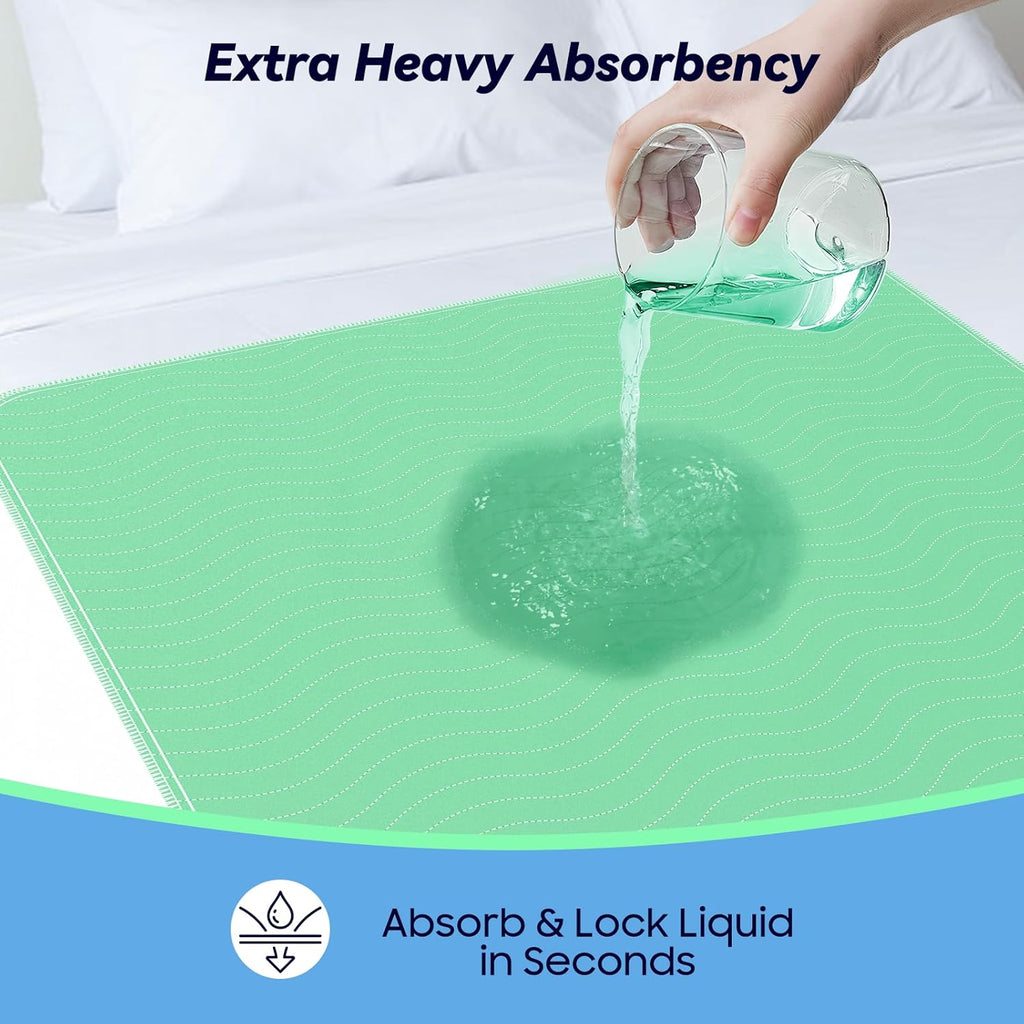 Skiennix 24” x 24” Extra Heavy Absorbency Washable Underpads - Waterproof Incontinence Bed Pads for Adults & Dogs