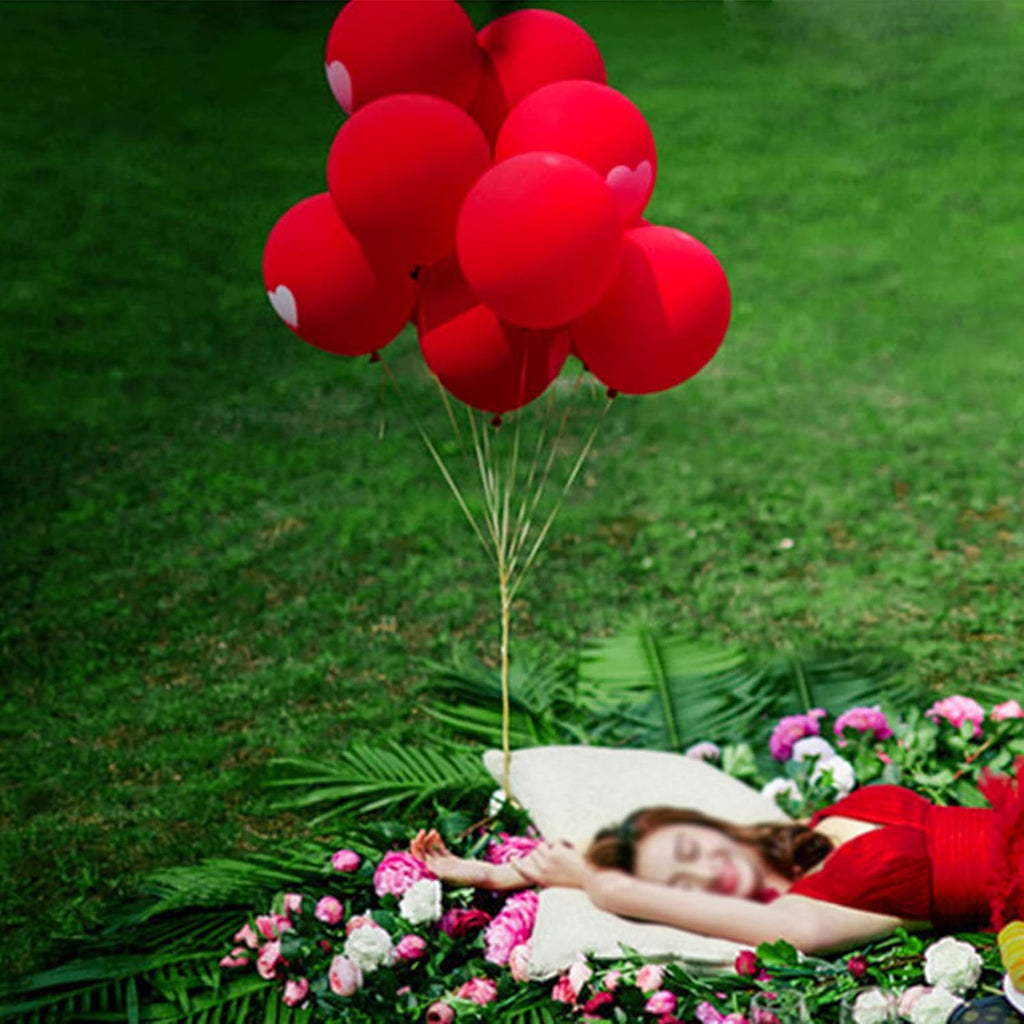 ASIYUHY Red Balloons - 12 Inch Thick Latex Helium Balloons with Ribbons | Perfect for Christmas, Valentine's, Birthdays & Baby Showers