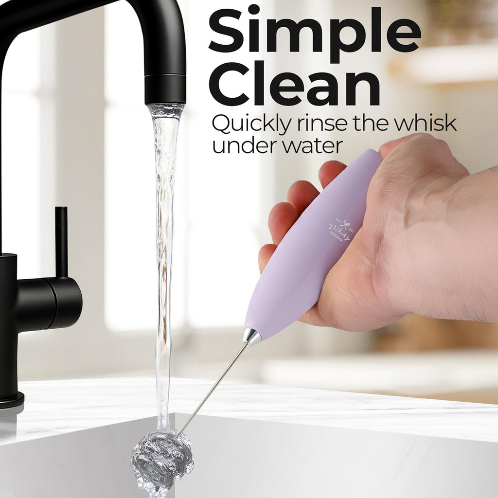Zulay Kitchen Tornado Triple Whisk Milk Frother - Handheld Foam Maker for Coffee & Lattes - Lilac