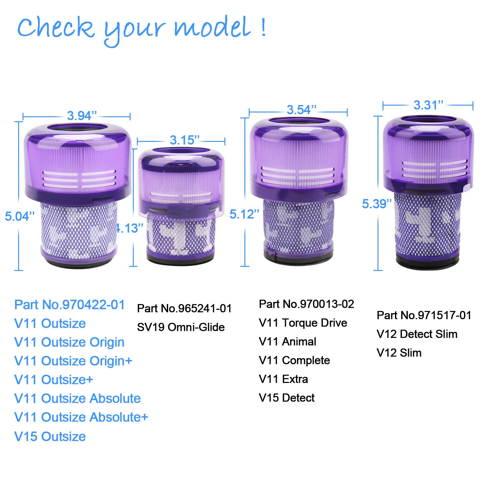 Filter Replacement for Dyson V11 Outsize, V11 Outsize Origin, Outsize Absolute+, V15 Outsize Vacuums, V11 Outsize Origin+, Outsize+, Outsize Absolute+ Vacuums Cleaner, Compare to Part 970422-01 (2)