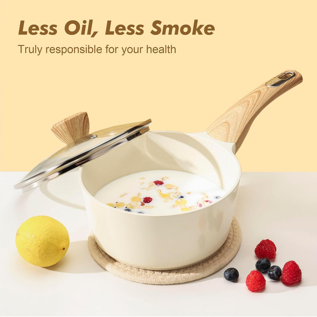 SENSARTE 14-Piece Ceramic Cookware Set - Non-Stick Induction Pots & Pans | Healthy, Non-Toxic Design