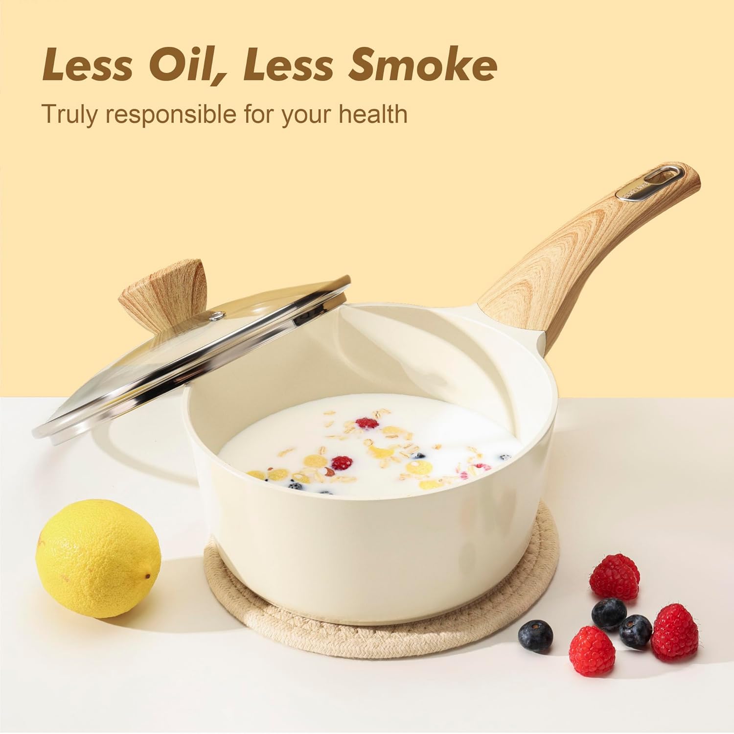 SENSARTE 14-Piece Ceramic Cookware Set - Non-Stick Induction Pots & Pans | Healthy, Non-Toxic Design