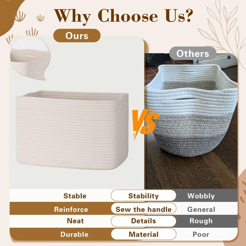 Degeyoyo Baskets for Organizing,Storage Baskets,3 Pack Baskets for Shelfves,15"×10"×9" Woven Basket,toy storage bins,bins for organization