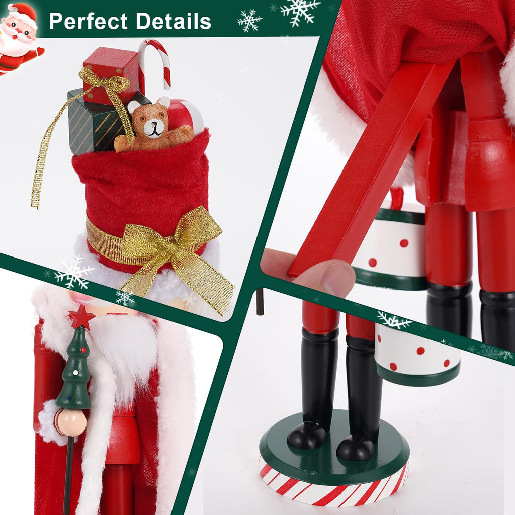 BXO Classic Nutcracker Soldier Decor - Christmas Table Centerpiece, Mantel Decor for Holiday, Traditional Christmas Figurine for Home Festival Decorations (Red & White)