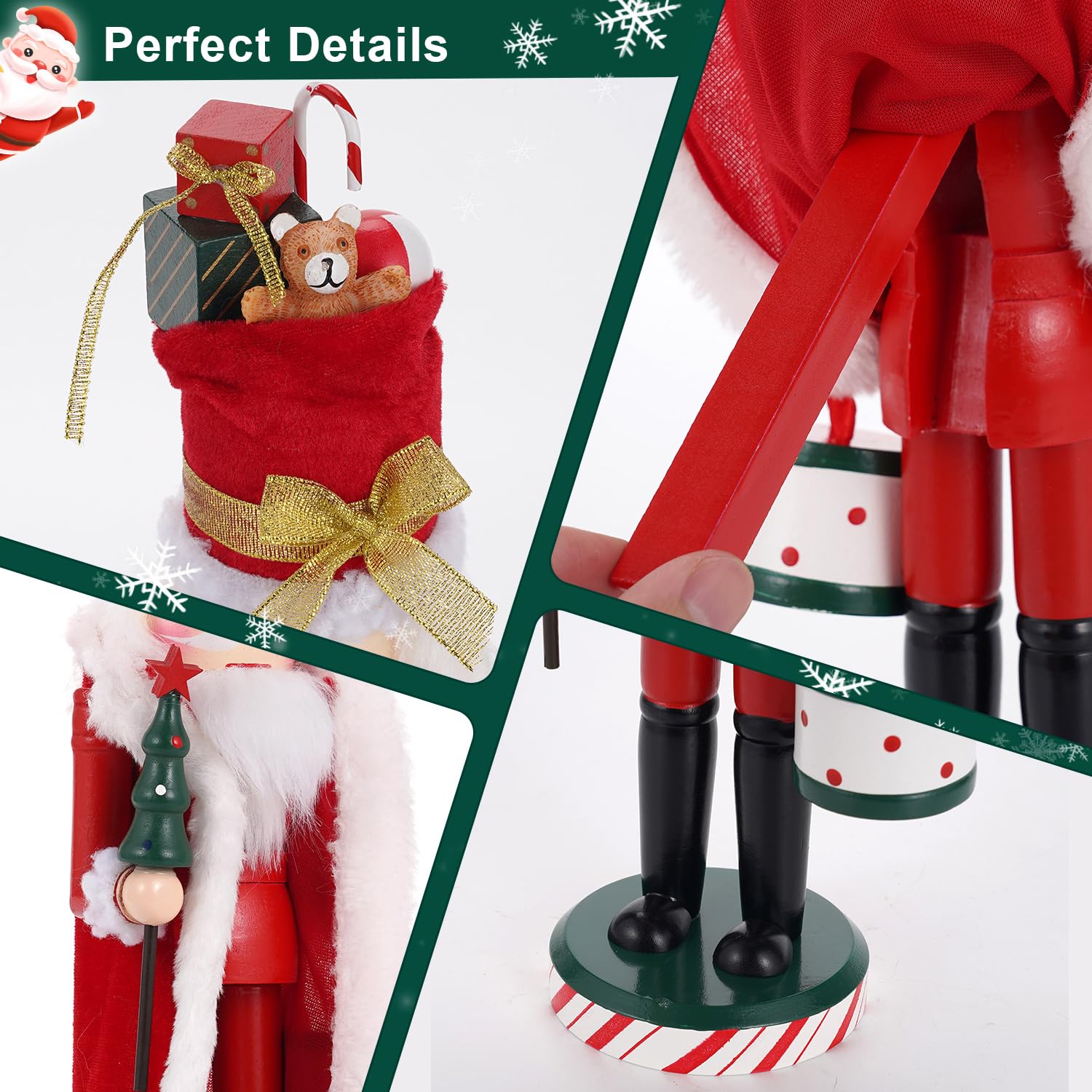 BXO Classic Nutcracker Soldier Decor - Christmas Table Centerpiece, Mantel Decor for Holiday, Traditional Christmas Figurine for Home Festival Decorations (Red & White)