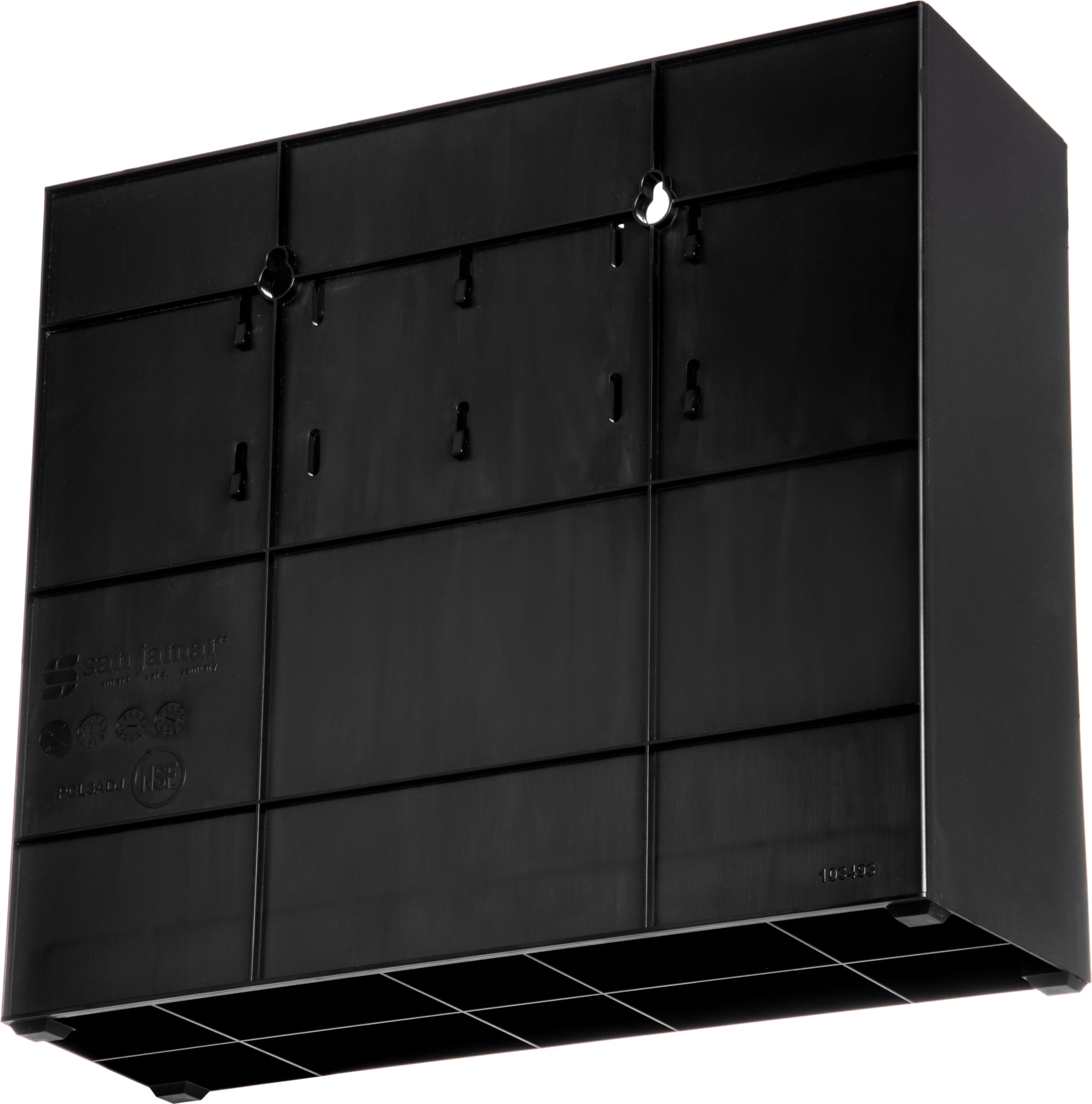 San Jamar Portion Cup and Lid Organizer Fits 2-3" Cups and Lids with Removable Dividers for Kitchen, Restaurant, and Fast Food, Plastic, 10 x 11.5 x 3.75 Inches, Black