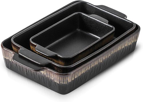 KOOV Bakeware Set - Ceramic Rectangular Baking Pans | 3-Piece Casserole Dish Set, 9 x 13 Inches, Rough Black