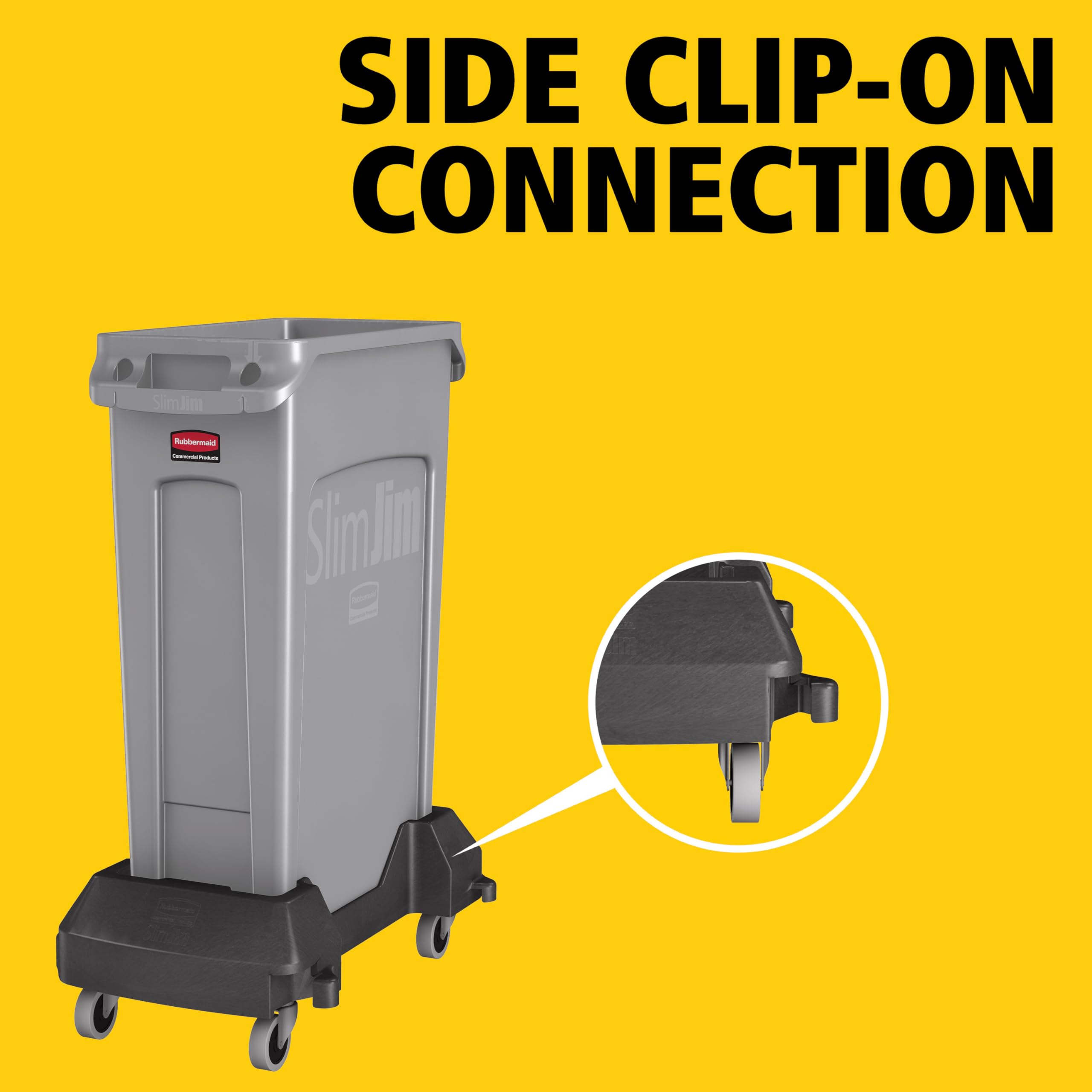 Rubbermaid Commercial Products Slim Jim Container Trash Can Trolley/Dolly with Wheels, Black, Resin, Easy Transport/Maneuverability of 16/23 Gallon Slim Jim Containers/Recycling