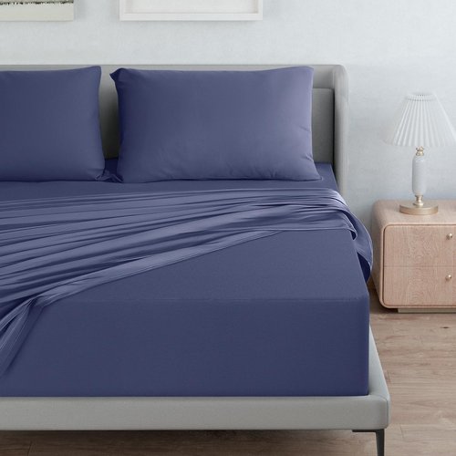 Moonsea Air Mattress Queen Sheet Set - Deep Pocket 4 Piece Queen Size Sheet Set - Breathable & Fade Resistant Easy Fits 16in to 24in Pillow Top Bed Mattress - Navy Blue
