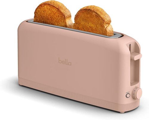 Bella 2 Slice Slim Toaster - 10” Long Slot with 6 Shade Settings & Auto Shutoff | Blossom Color