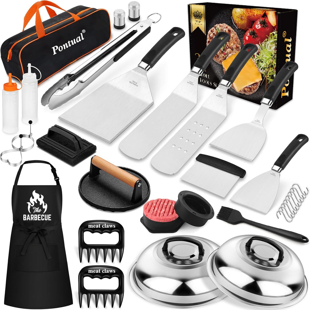 Blackstone 31-Piece Griddle Accessories Kit - Professional Flat Top Grill Tools with Spatula, Melting Domes & Apron