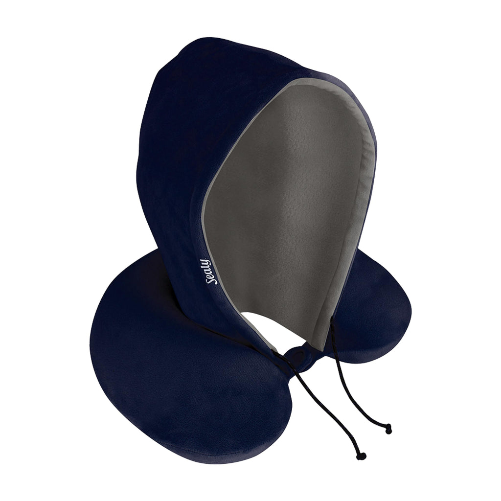 Sealy Travel Pillow - Airplane Neck Pillow with Hood, Travel Neck Pillow for Airplanes, Memory Foam Travel Pillow, Premium Support Travel Pillows for Long Flights