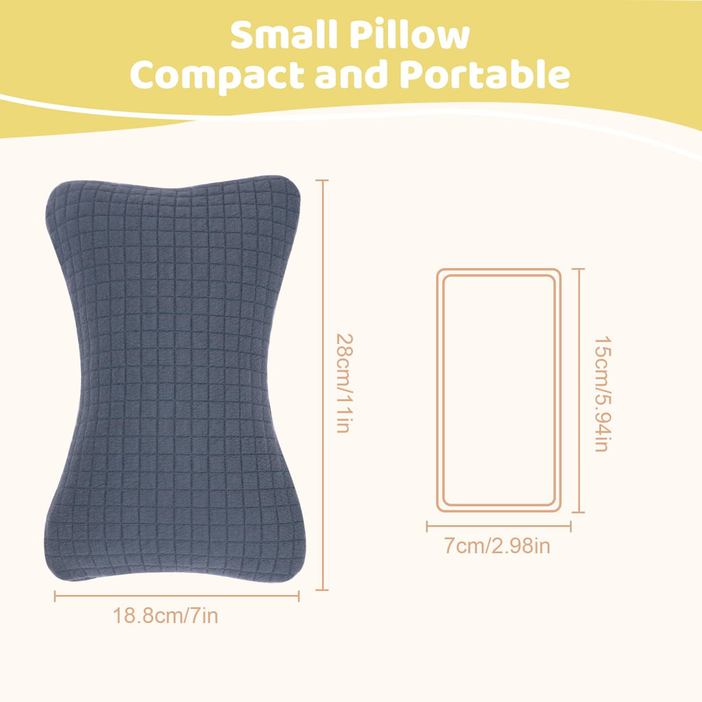 vocheer 11x7in Mini Travel Pillow, Small Pillows for Sleeping, Tiny Pillows for Neck, Wrist, Lumbar and Knee, Pets Pillow, Cotton, Cover Removable, Machine Washable (Navy Blue-1PC)