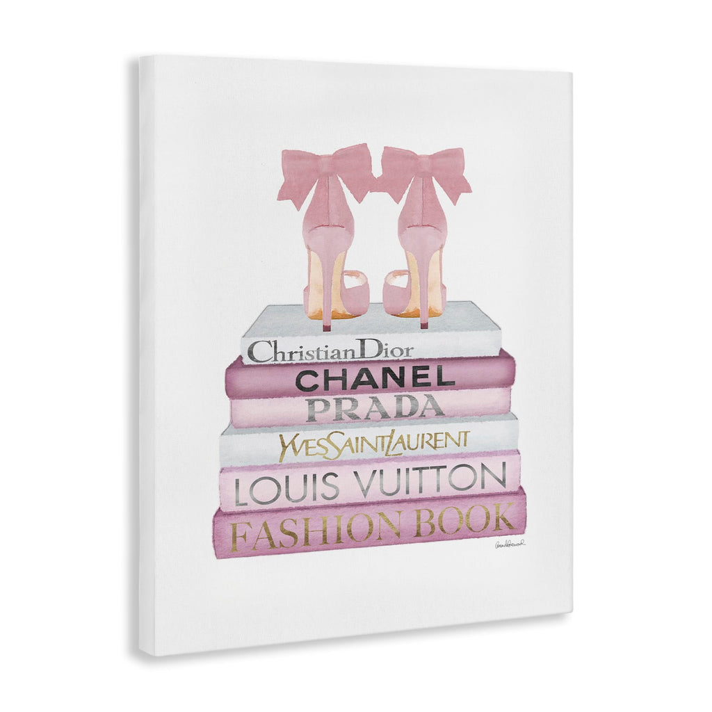 Pastel Pink Heels Books Glam, 16 x 20 Inch Canvas Wall Art