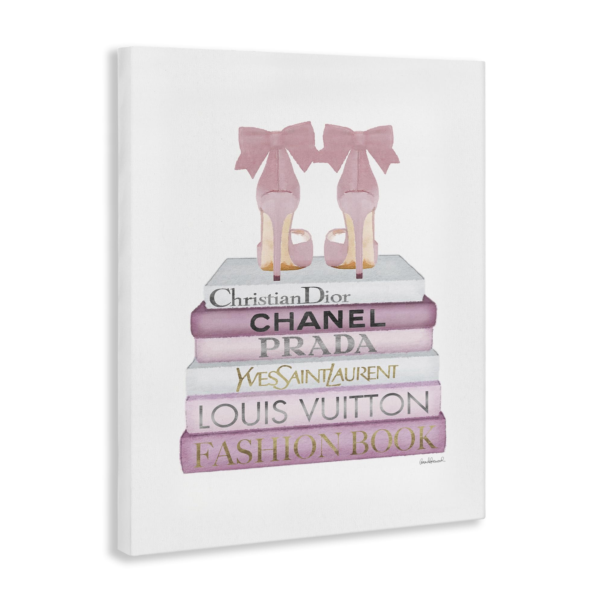 Pastel Pink Heels Books Glam, 16 x 20 Inch Canvas Wall Art