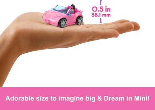 Barbie Mini Toy Vehicle Playset - Convertible Car with Color-Change Surprise & Doll Accessory