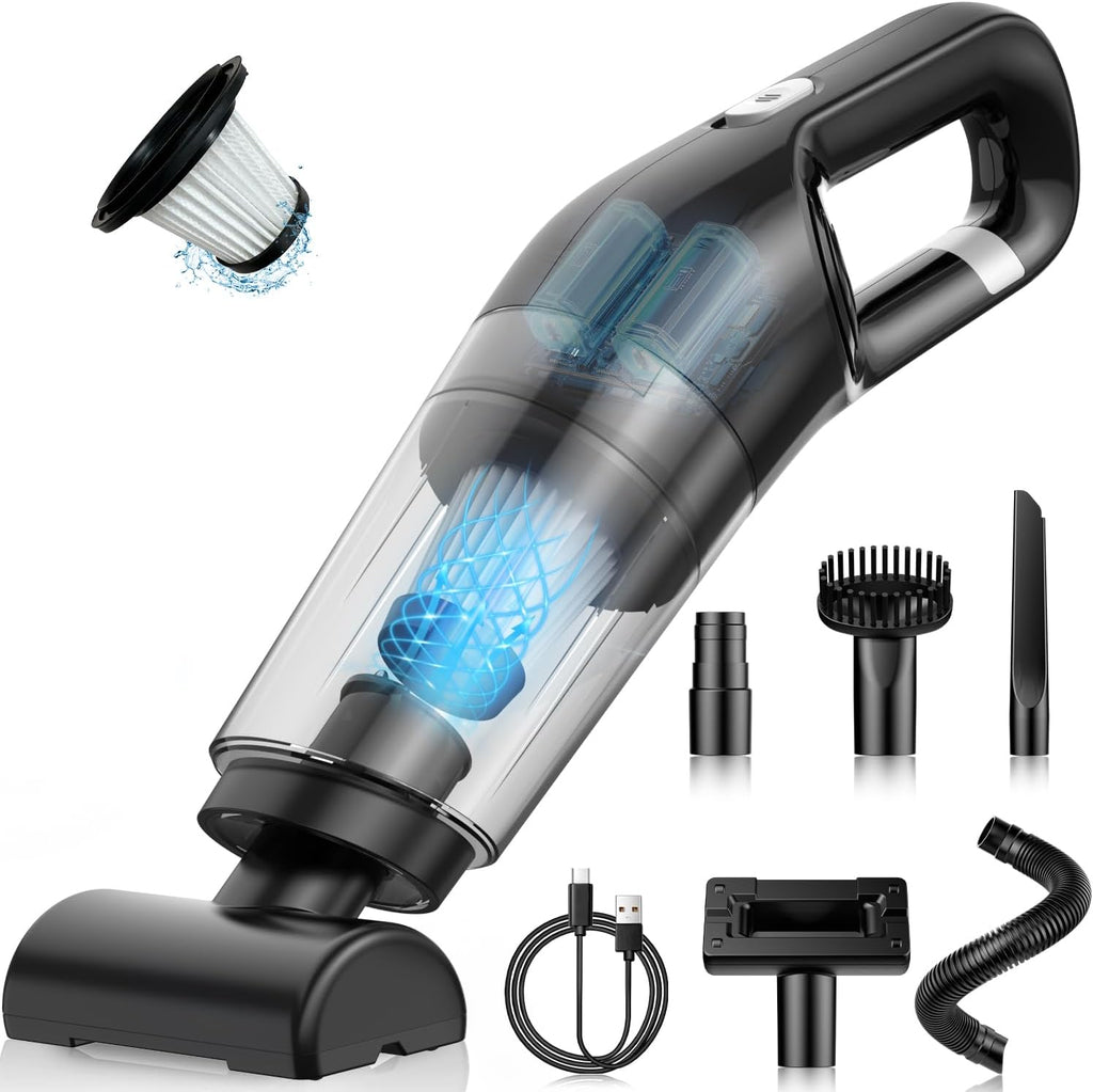 Skiennix Handheld Vacuum - Cordless 26,000 Pa Suction Power | Portable Rechargeable for Home & Car, Black