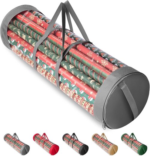 Baleine Soft Christmas Wrapping Paper Storage Bag - Organizer for Easy Holiday Gift Wrapping